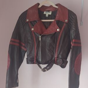 Jean Paul Gaultier Brown and Red Leather Jacket